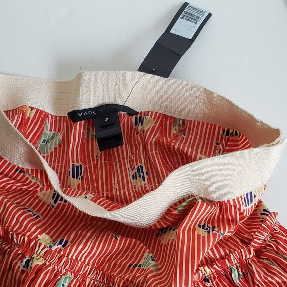 New MARC JACOBS Back Bows Skirt Tiered Floral Striped - Picture 3 of 15